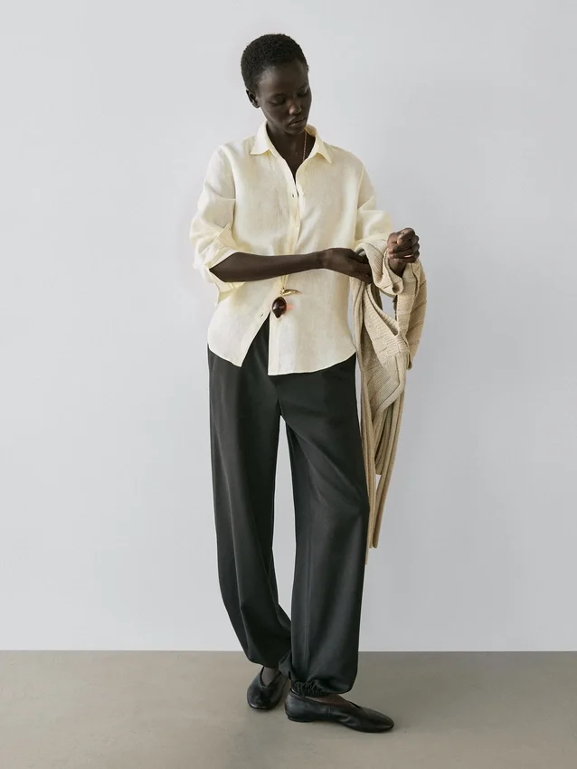 Soepelvallend overhemd van 100% linnen Soepelvallend overhemd van 100% linnen