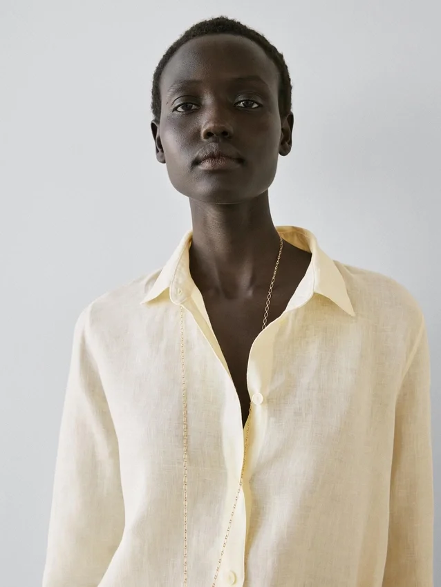 Soepelvallend overhemd van 100% linnen Soepelvallend overhemd van 100% linnen