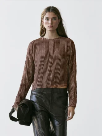 Soepelvallende blouse met geometrische print