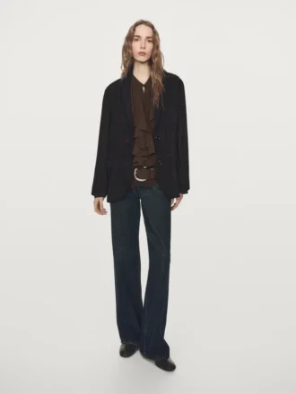 Soepelvallende blouse met ruches