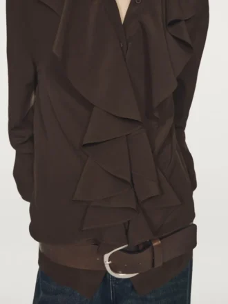 Soepelvallende blouse met ruches