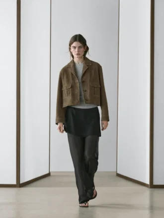 Soepelvallende contrasterende zijden broek