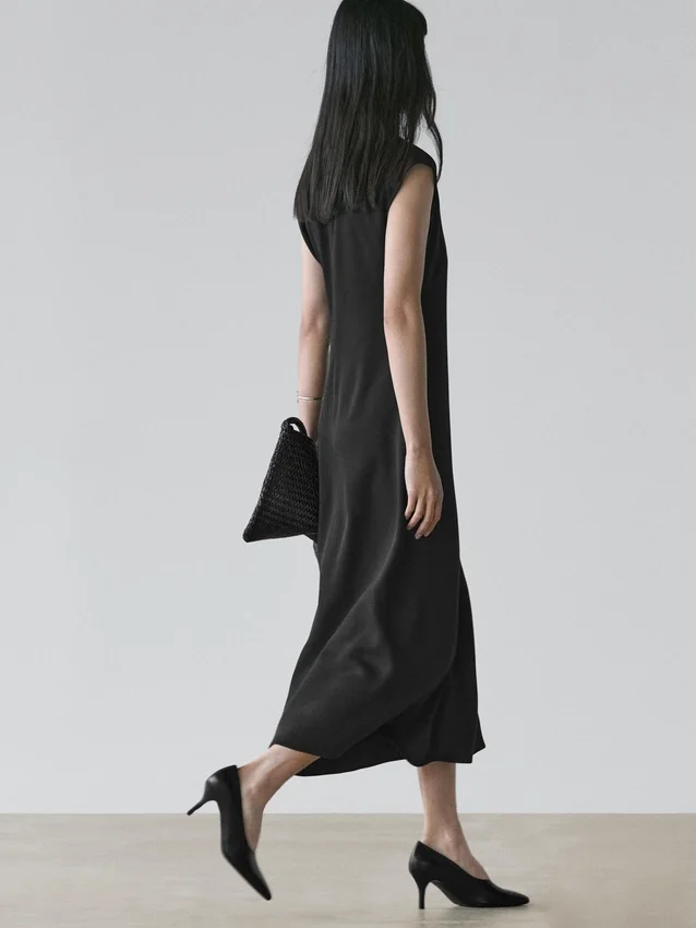 Soepelvallende jurk met korte mouwen Soepelvallende jurk met korte mouwen