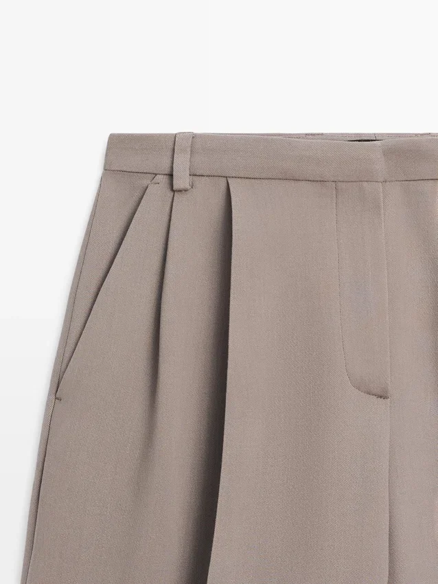 Soepelvallende lange bermuda met wijde pijpen Soepelvallende lange bermuda met wijde pijpen