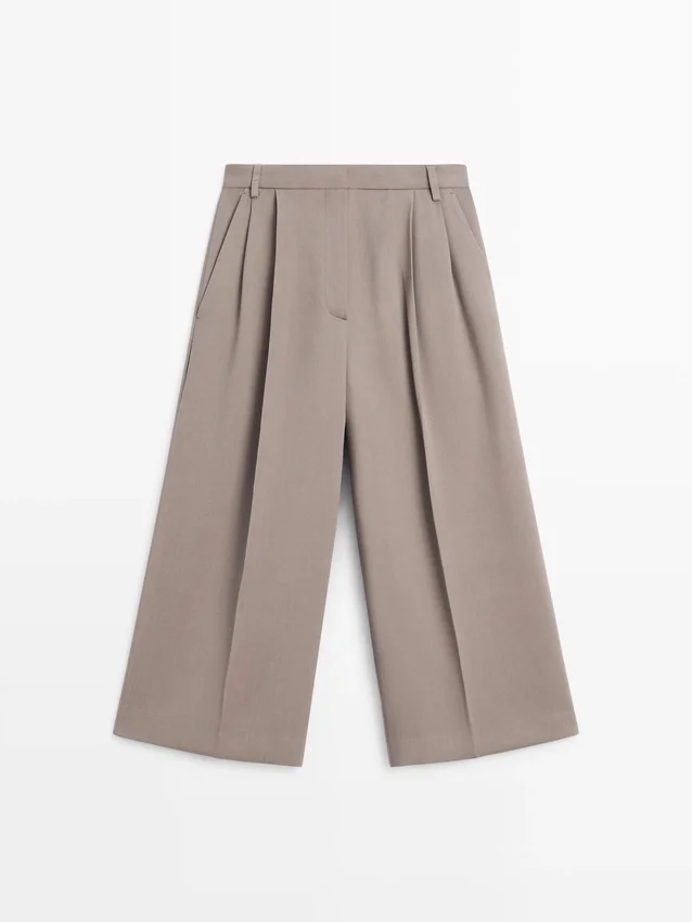 Soepelvallende lange bermuda met wijde pijpen Soepelvallende lange bermuda met wijde pijpen