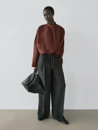 Soepelvallende linnen broek voor het kostuum