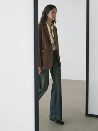 Suède leren Blazers met reverskraag Suède leren Blazers met reverskraag