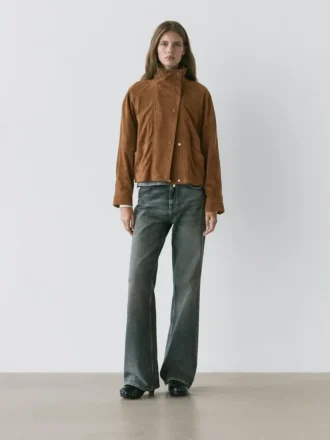 Suède leren jas met knopen Suède leren jas met knopen