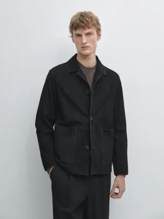 Suède leren jas met zakken Suède leren jas met zakken