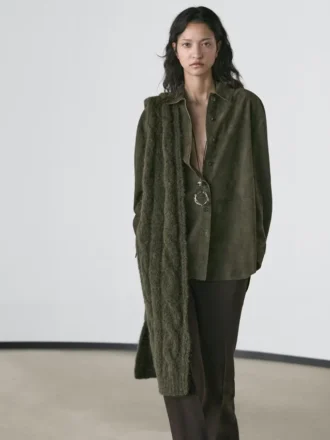 Suède leren overhemd met naden Suède leren overhemd met naden