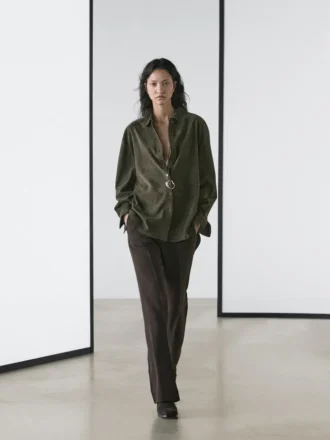 Suède leren overhemd met naden Suède leren overhemd met naden