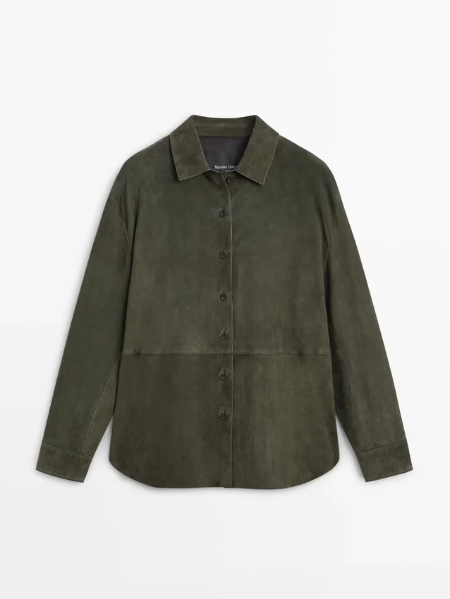 Suède leren overhemd met naden Suède leren overhemd met naden