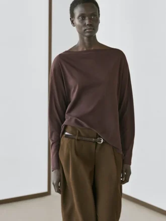 T-shirt met boothals van 100% katoen