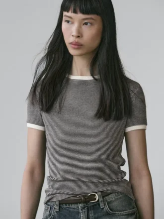 T-shirt met korte mouwen en contrasterende details