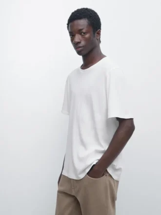 T-shirt met korte mouwen van een linnenmix