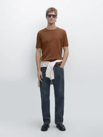 T-shirt met korte mouwen van katoenmix