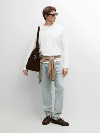 T-shirt met lange mouwen en henley-hals