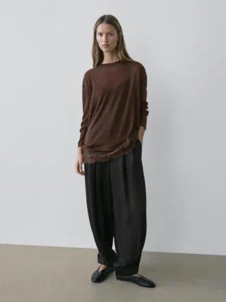 T-shirt met lange mouwen en kanten details