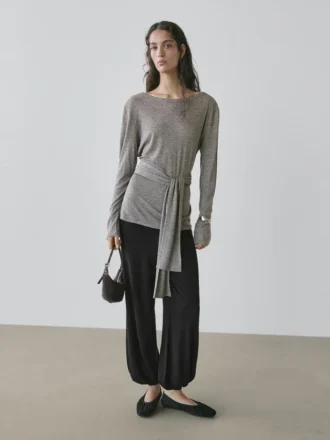 T-shirt met strikdetail