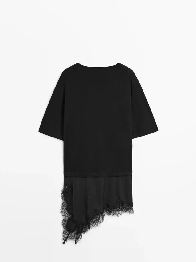 Trui met contrasterende kanten details Trui met contrasterende kanten details