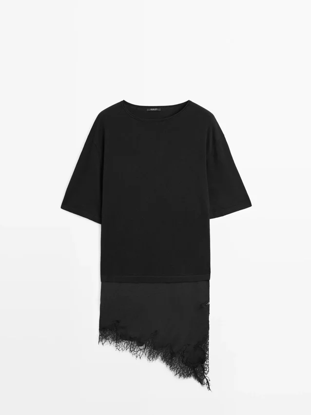 Trui met contrasterende kanten details Trui met contrasterende kanten details