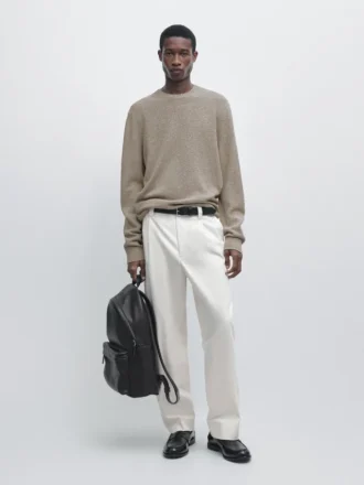 Trui van katoen en linnen moulina-breisel