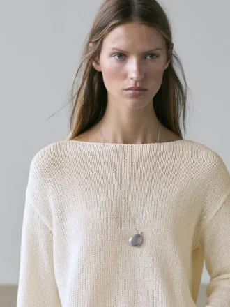 Trui van katoenmix met opengewerkt patroon