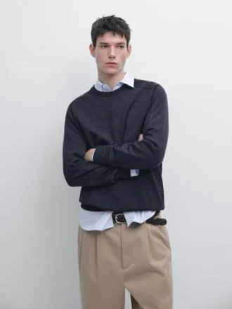 Trui van merinowol met ronde hals