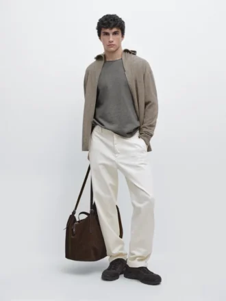 Vesttrui van gebreide wolmix met capuchon