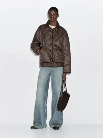 Waterafstotend pufferjack met corduroy details