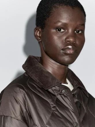 Waterafstotend pufferjack met corduroy details