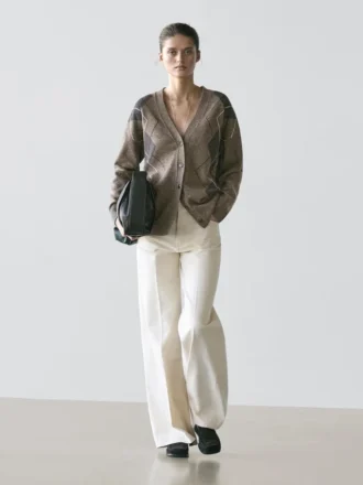 Wollen gebreid vest met argylepatroon