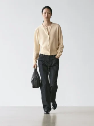 Wollen gebreid vest met ronde hals