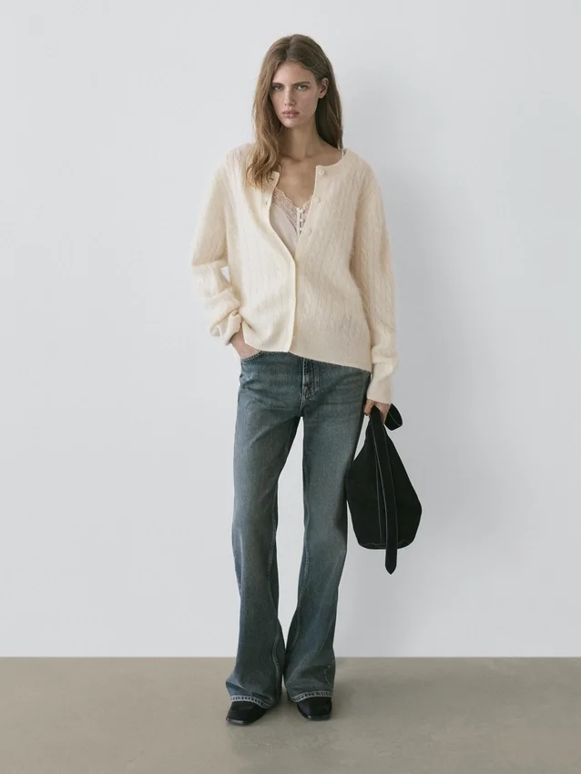 Wollen vest met kabelpatroon Wollen vest met kabelpatroon