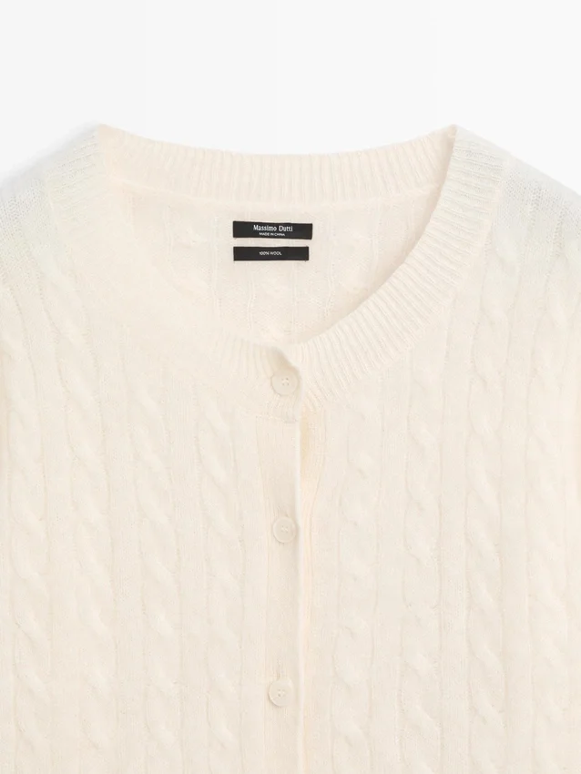 Wollen vest met kabelpatroon Wollen vest met kabelpatroon