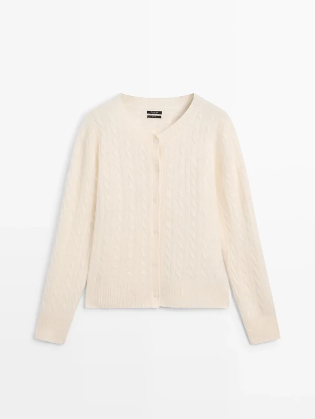 Wollen vest met kabelpatroon Wollen vest met kabelpatroon