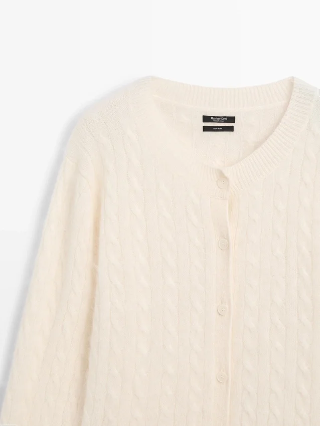 Wollen vest met kabelpatroon Wollen vest met kabelpatroon