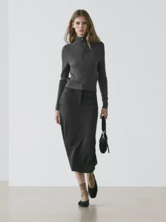 Wollen vesttrui met ritssluiting