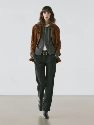 Wollen vesttrui met ritssluiting en capuchon