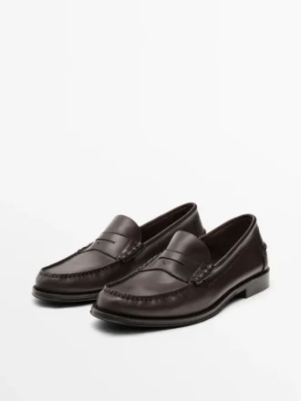Zachte, geoliede leren penny loafers