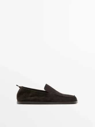 Zachte leren Loafers met gerimpeld detail