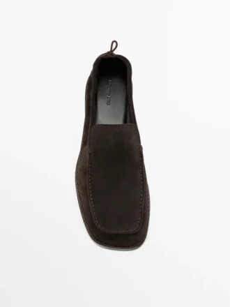 Zachte leren Loafers met gerimpeld detail