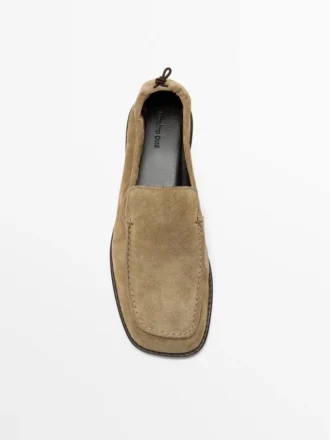 Zachte leren Loafers met gerimpeld detail Zachte leren Loafers met gerimpeld detail