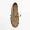 Zachte leren Loafers met gerimpeld detail