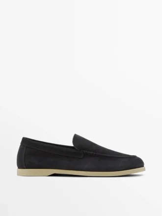 Zachte loafers van gespleten leer