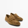 Zachte loafers van gespleten leer