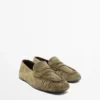 Zachte loafers van gespleten leer